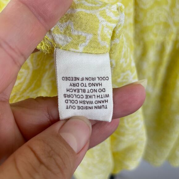 By the River Kaylee Flutter Sleeve Floral Midi Dress Yellow Size Large textured - Picture 11 of 15